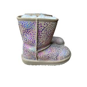 UGG Classic II Spots Boots Girls Size 10 Chestnut Suede Metallic Rainbow
